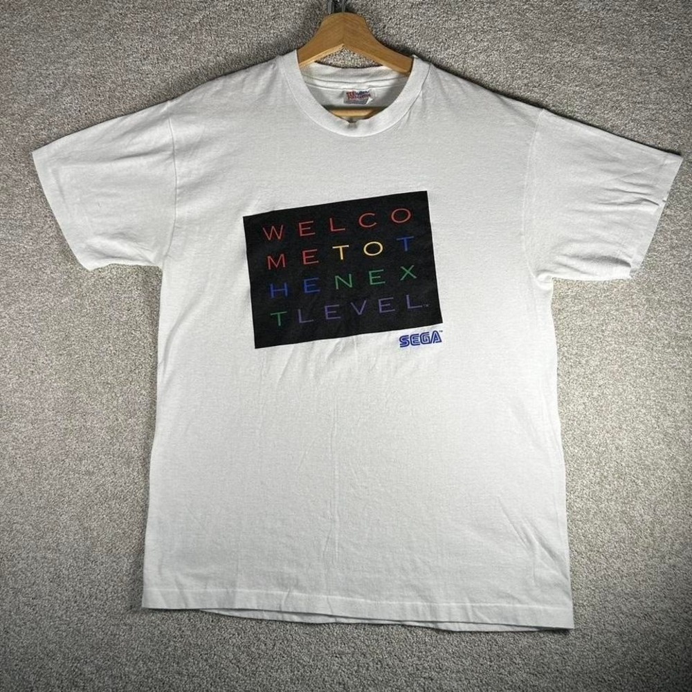Vintage 90s single stitch Sega video games promo white tee shirt tshirt Size L